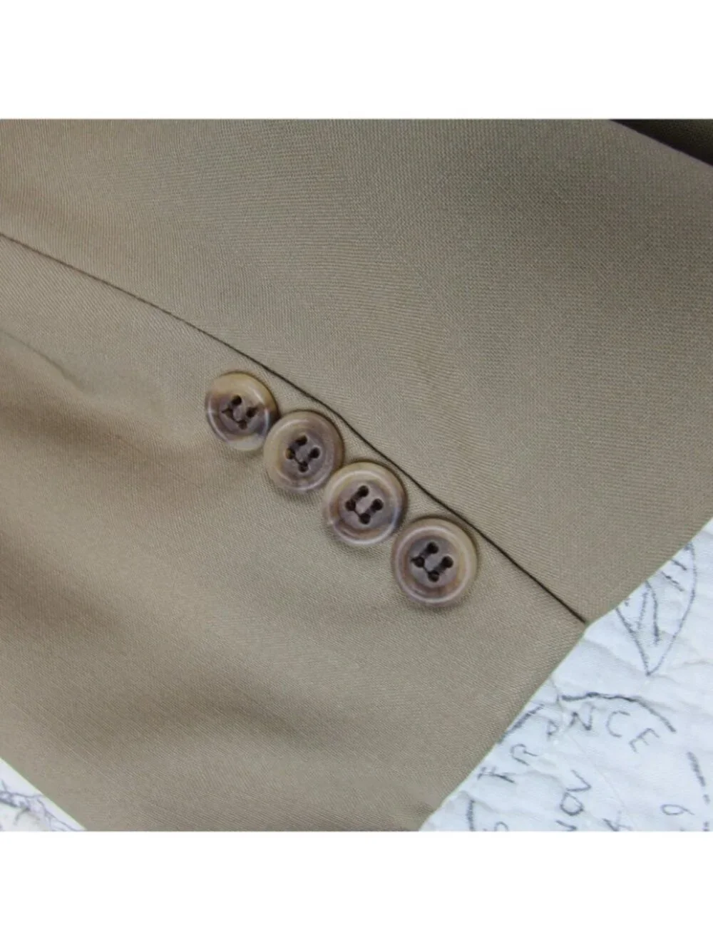 BURBERRY LONDON Beige 100% light weight Wool Mens Blazer Sport Coat Jacket 46 R